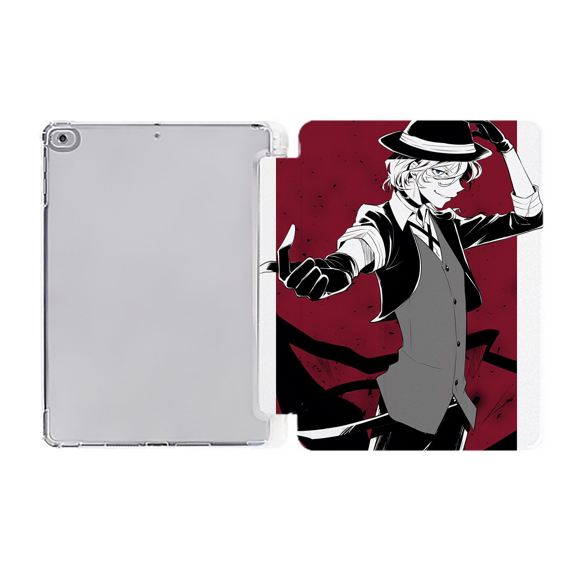 （画像用） 文豪ストレイドッグス Bungo Stray Dogs IPad ケース ペン収納付き 三つ折りスタンド PUレザー×シリコン 対応機種9.5/10.5/10.9インチ
